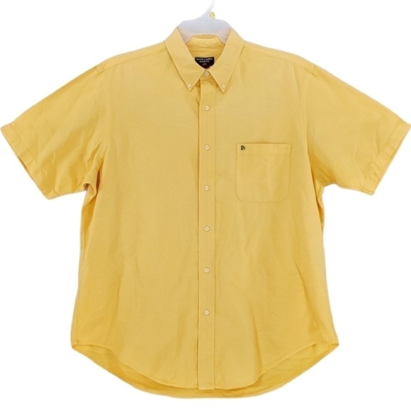 Vtg Y2K Ralph Lauren Jeans RL67 Logo Shirt Yellow Button Men L Gauzy Cotton Pkt - Picture 1 of 10